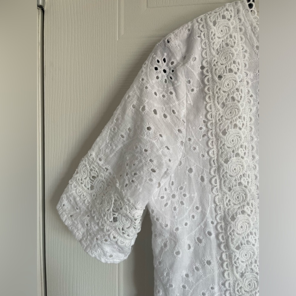 Cotton Eyelet Romantic White Dress S Sunday Mi Amor - Picture 3 of 15